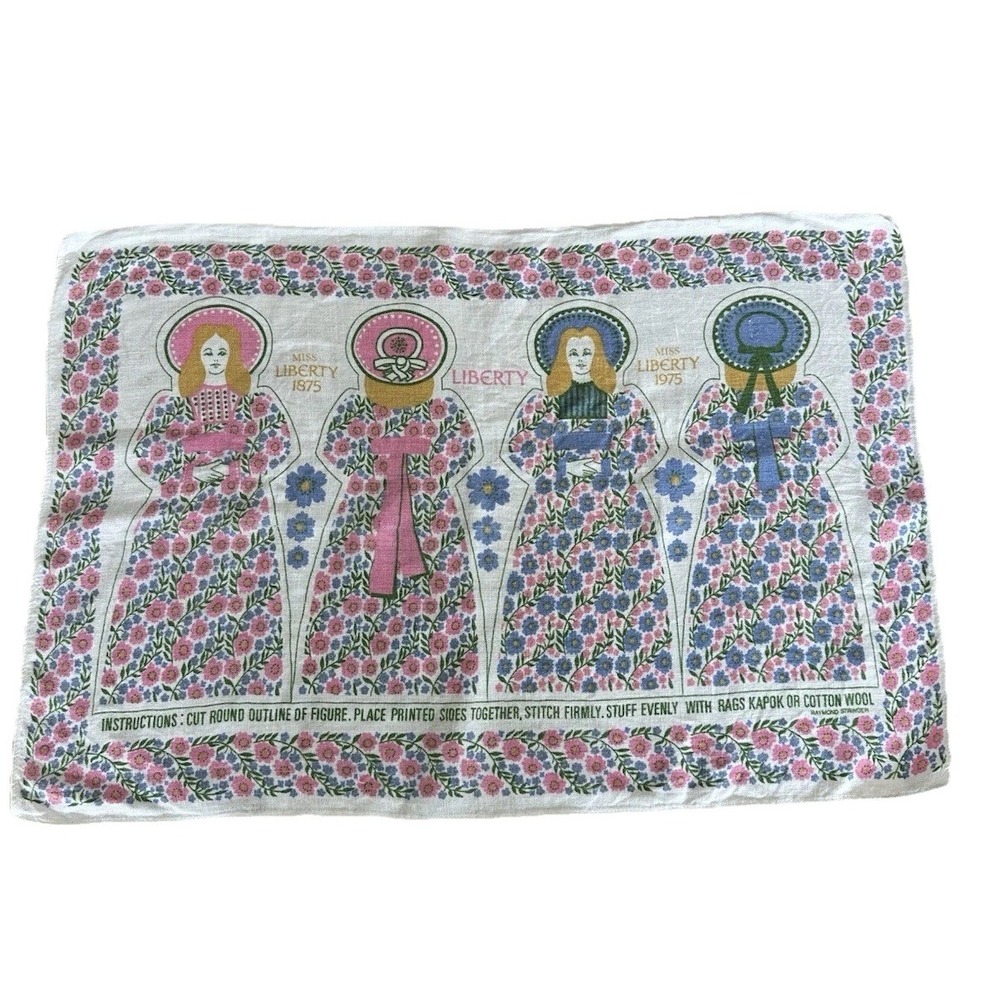1970's LIBERTY OF LONDON Raymond Stringer Linen Tea Towel - Cut & Sew Dolls